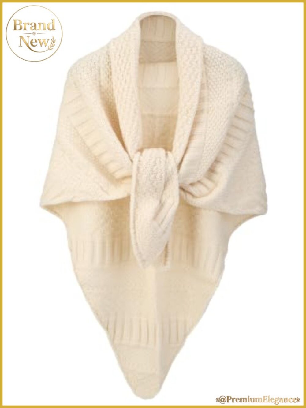 Women's Triangle Knotted Shawl Wrap Acrylic Knitted Sweater Scarf Cardigan Cape
